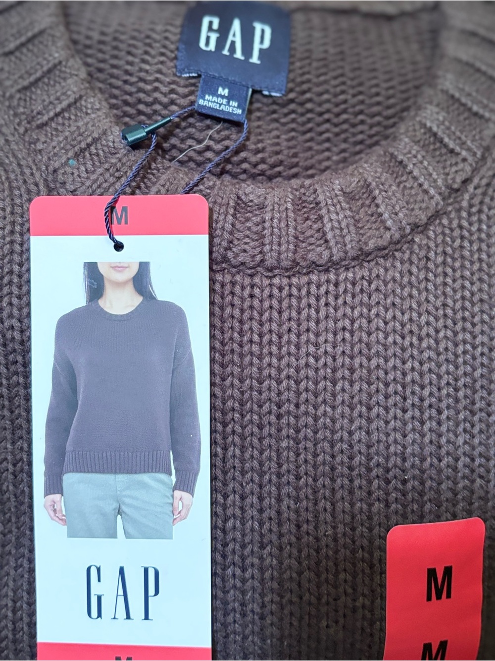 NWT GAP 100% Cotton Sweater MED Espresso Brown Fall Thanksgiving Coastal Prep - Picture 2 of 5
